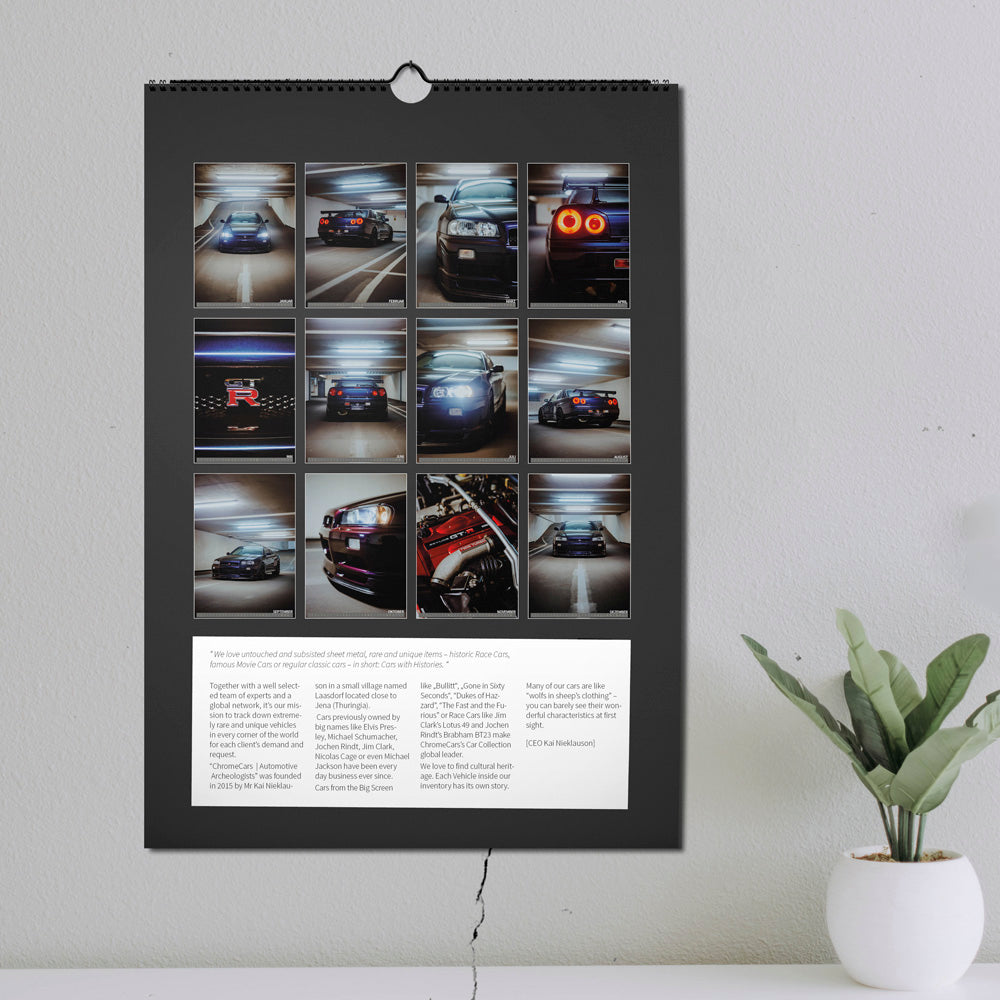 ChromeCars® Wandkalender - Nissan Skyline R34 GT-R V-spec MNPII - 2025 (DIN A2)