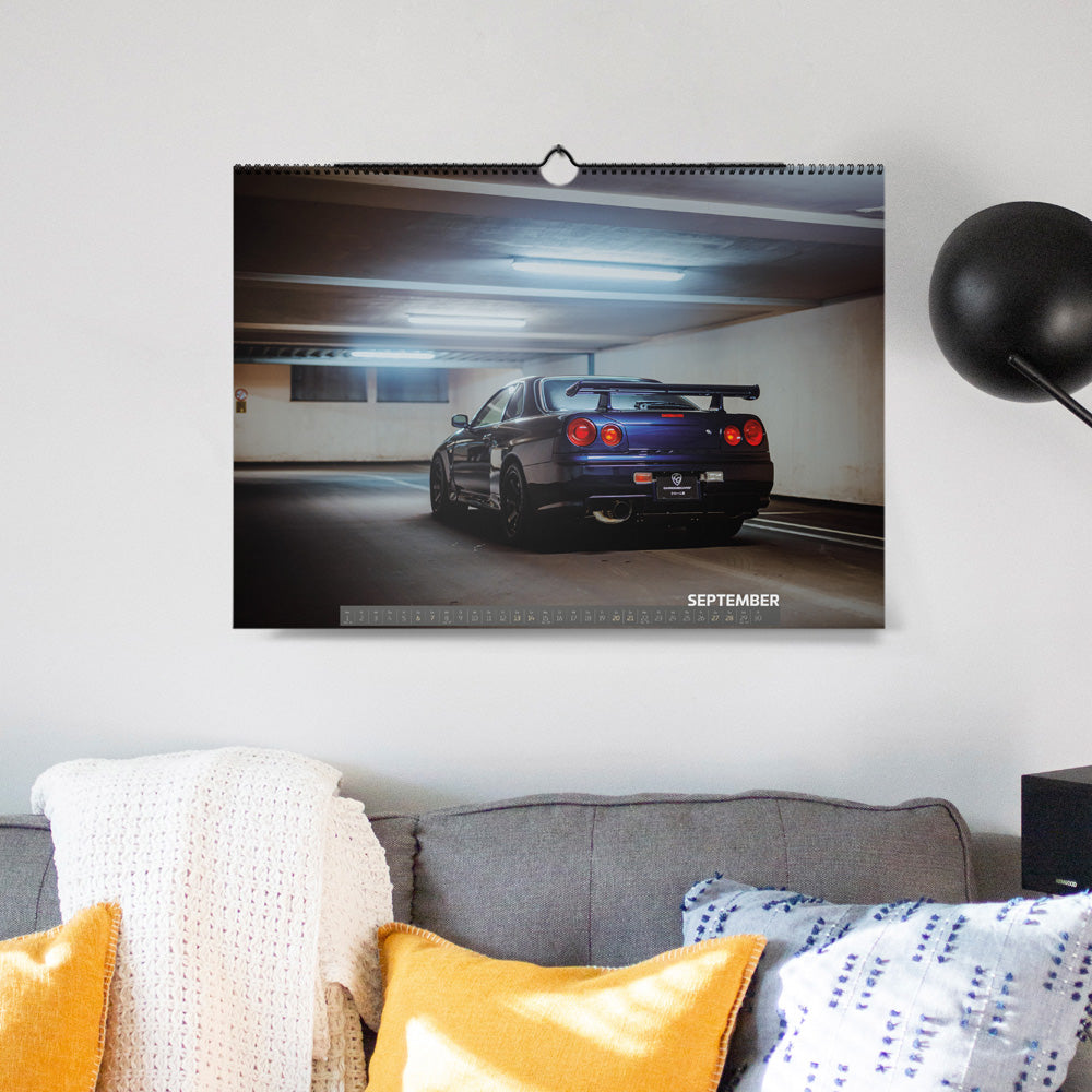 ChromeCars® Wandkalender - Nissan Skyline R34 GT-R V-spec MNPII - 2025 (DIN A2)