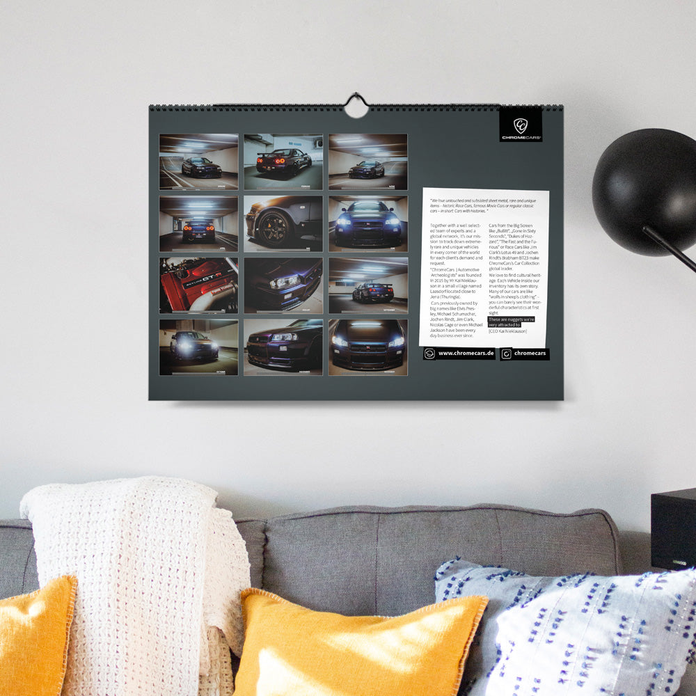 ChromeCars® Wandkalender - Nissan Skyline R34 GT-R V-spec MNPII - 2025 (DIN A2)