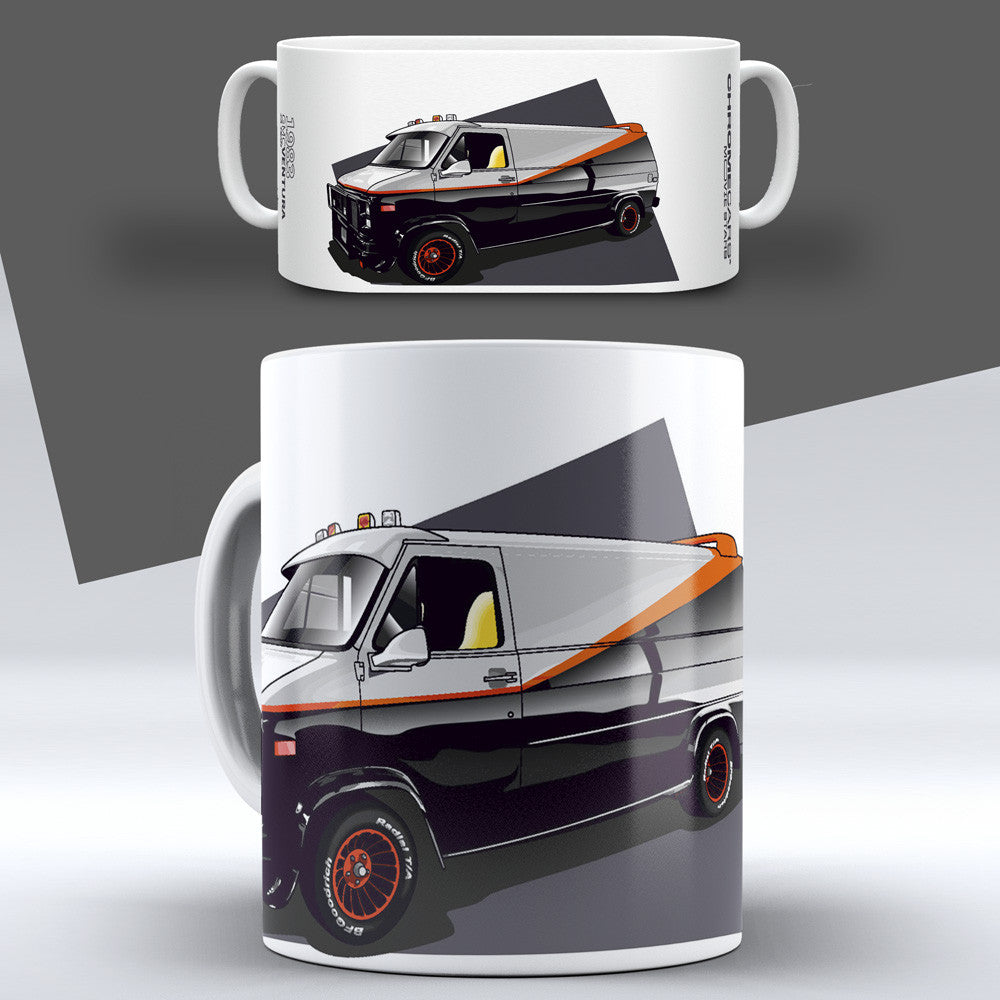 A-Team Vandura – Concept Sketch auf einer Tasse – Vorder- und Seitenansicht