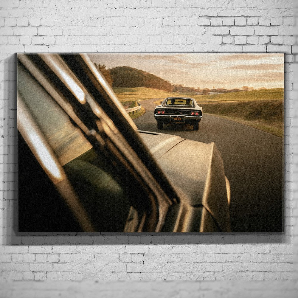Bullitt Charger – Rearview Pursuit als Wandmotiv