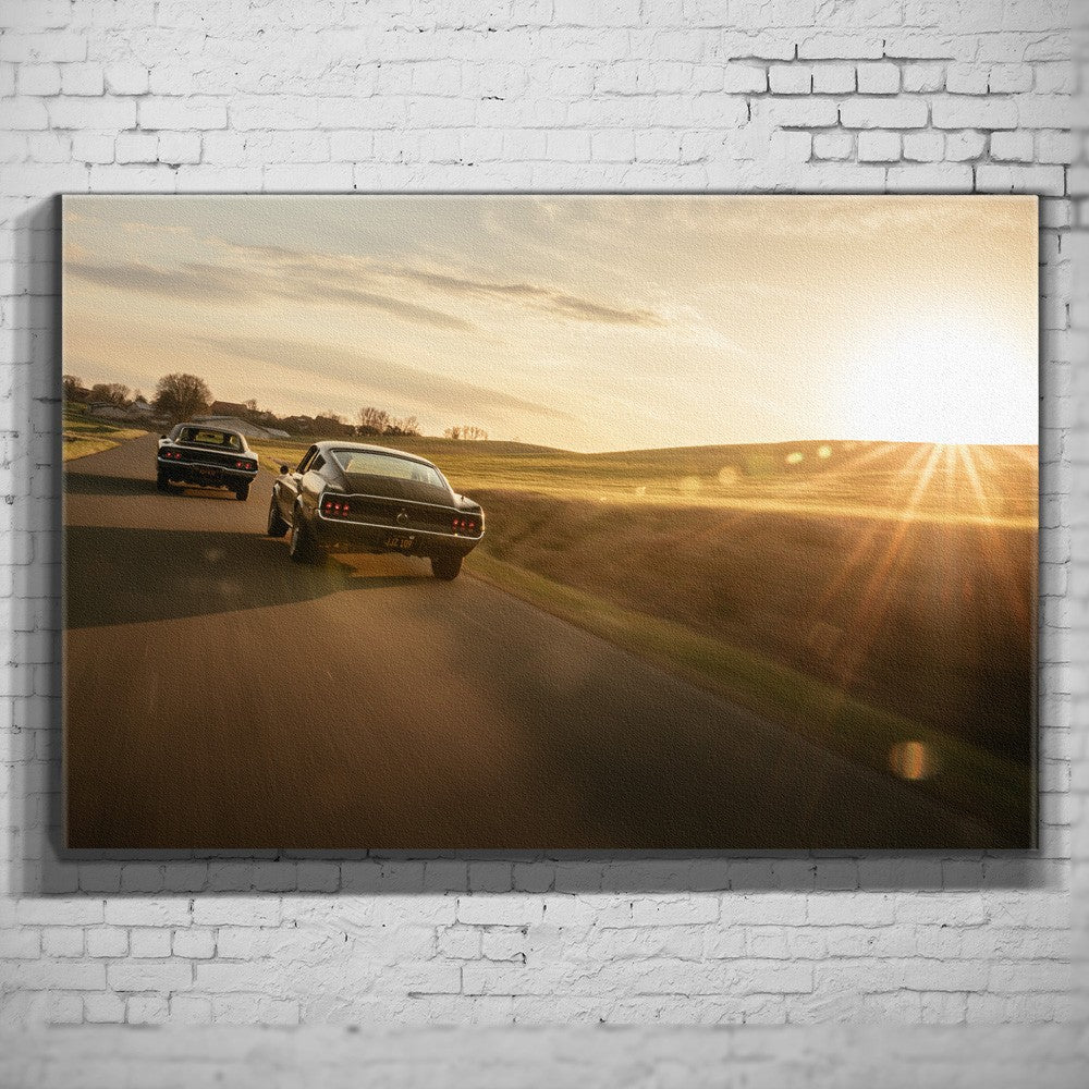 Bullitt Charger – Sunset Road Chase als Wandmotiv