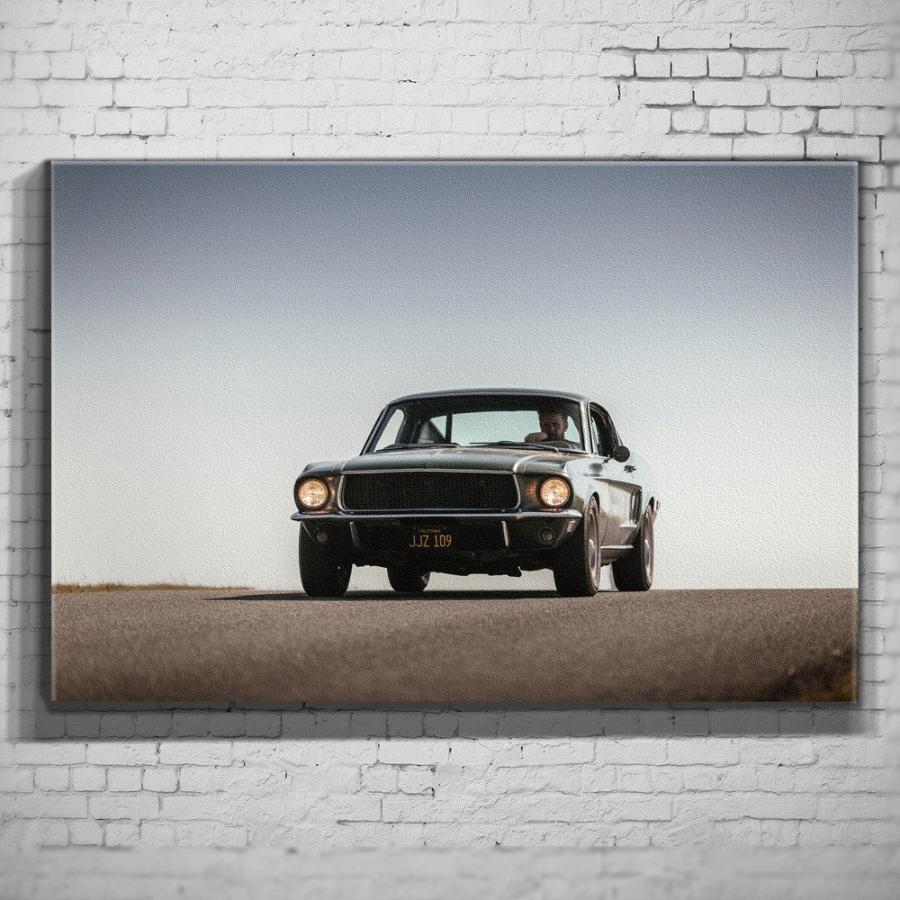 Bullitt Mustang – Hillcrest Front als Wandmotiv