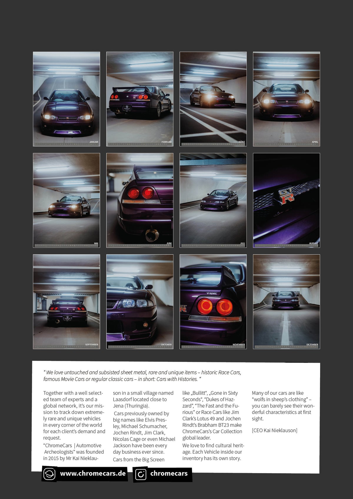Midnight Purple I Kalender 2027 – Rückseitenübersicht mit Miniaturen aller zwölf Monatsmotive