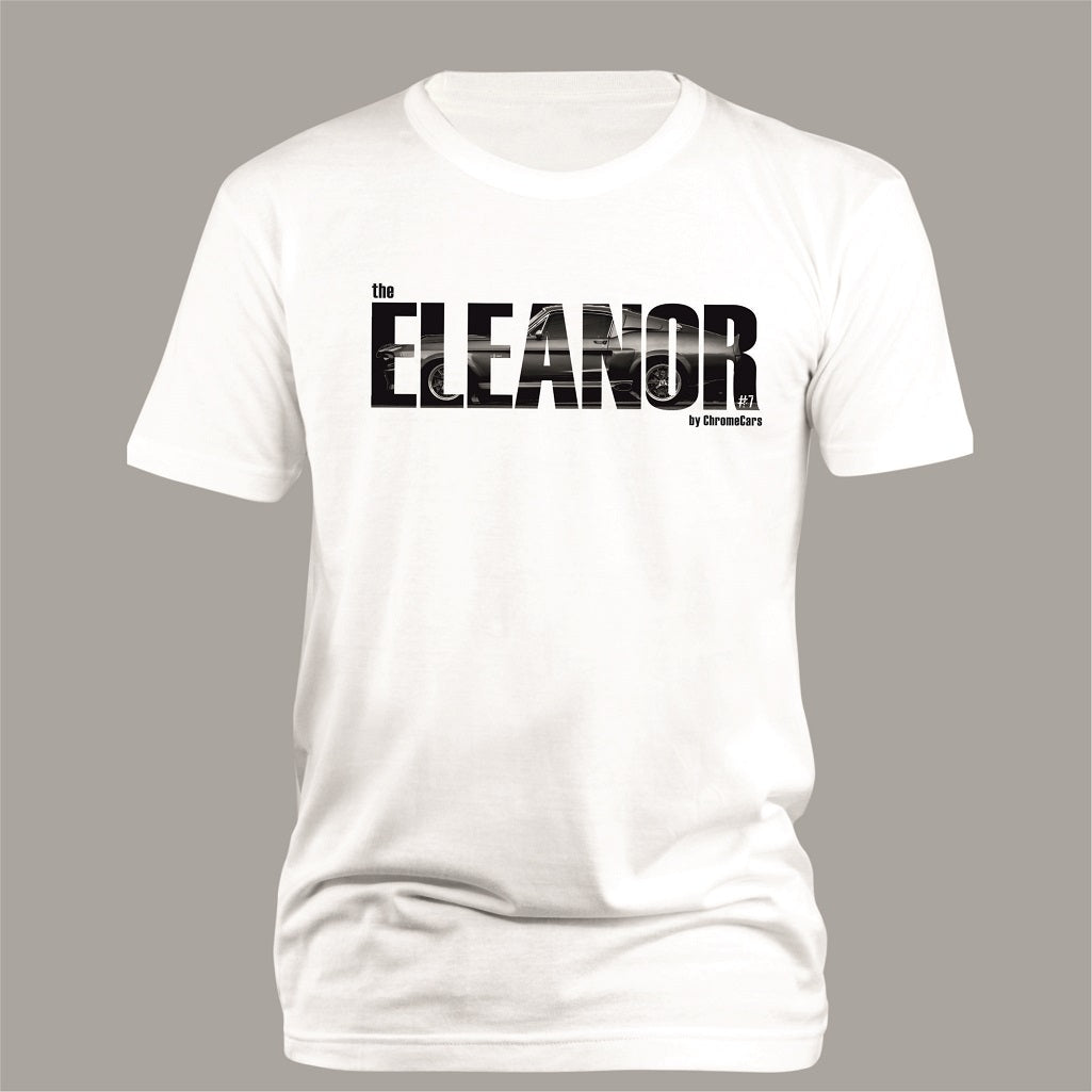 Eleanor – Logo Outline auf weißem T-Shirt – Vorderansicht