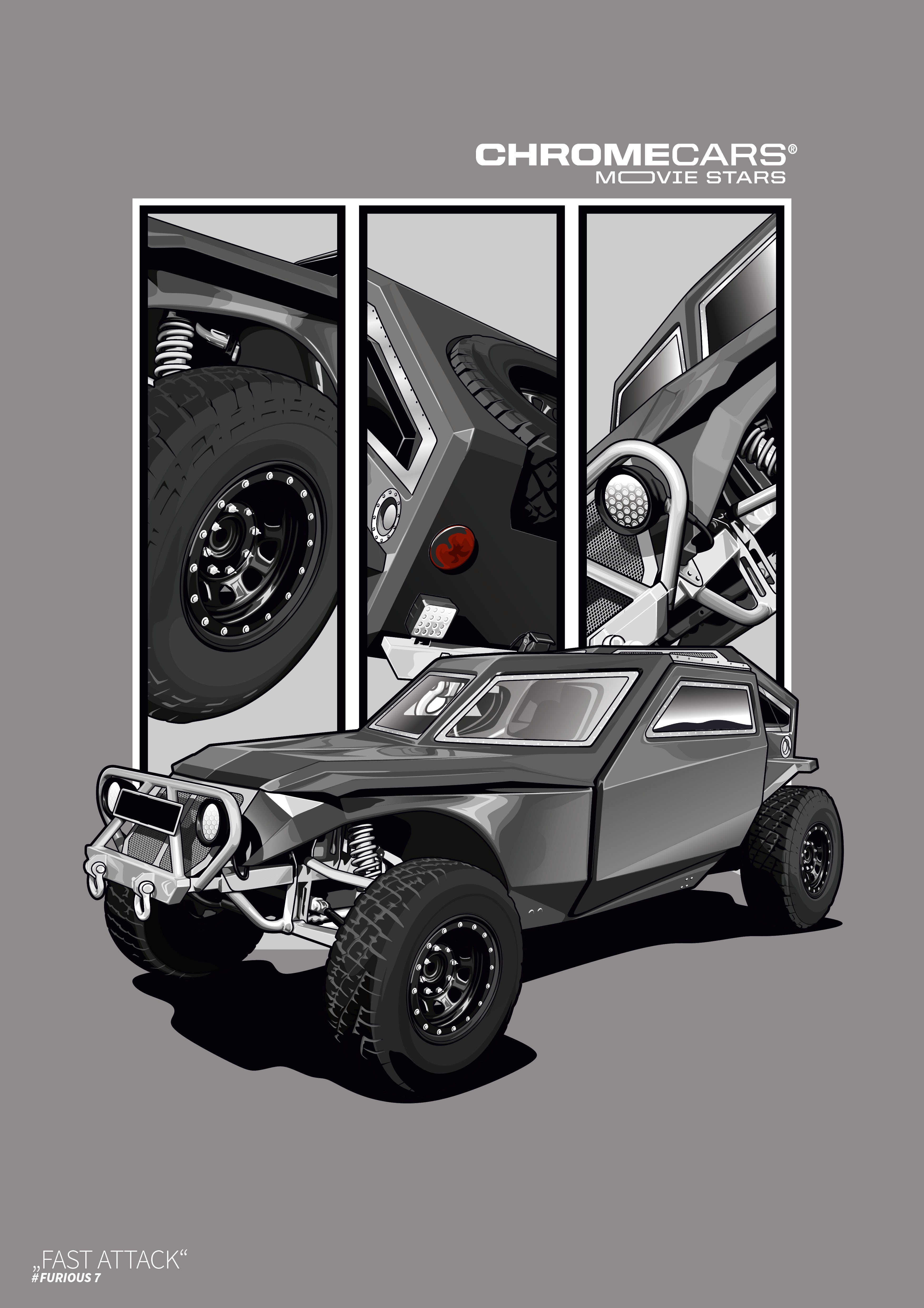 Fast Attack – Detail Triptych als Poster – vollständige Motivansicht