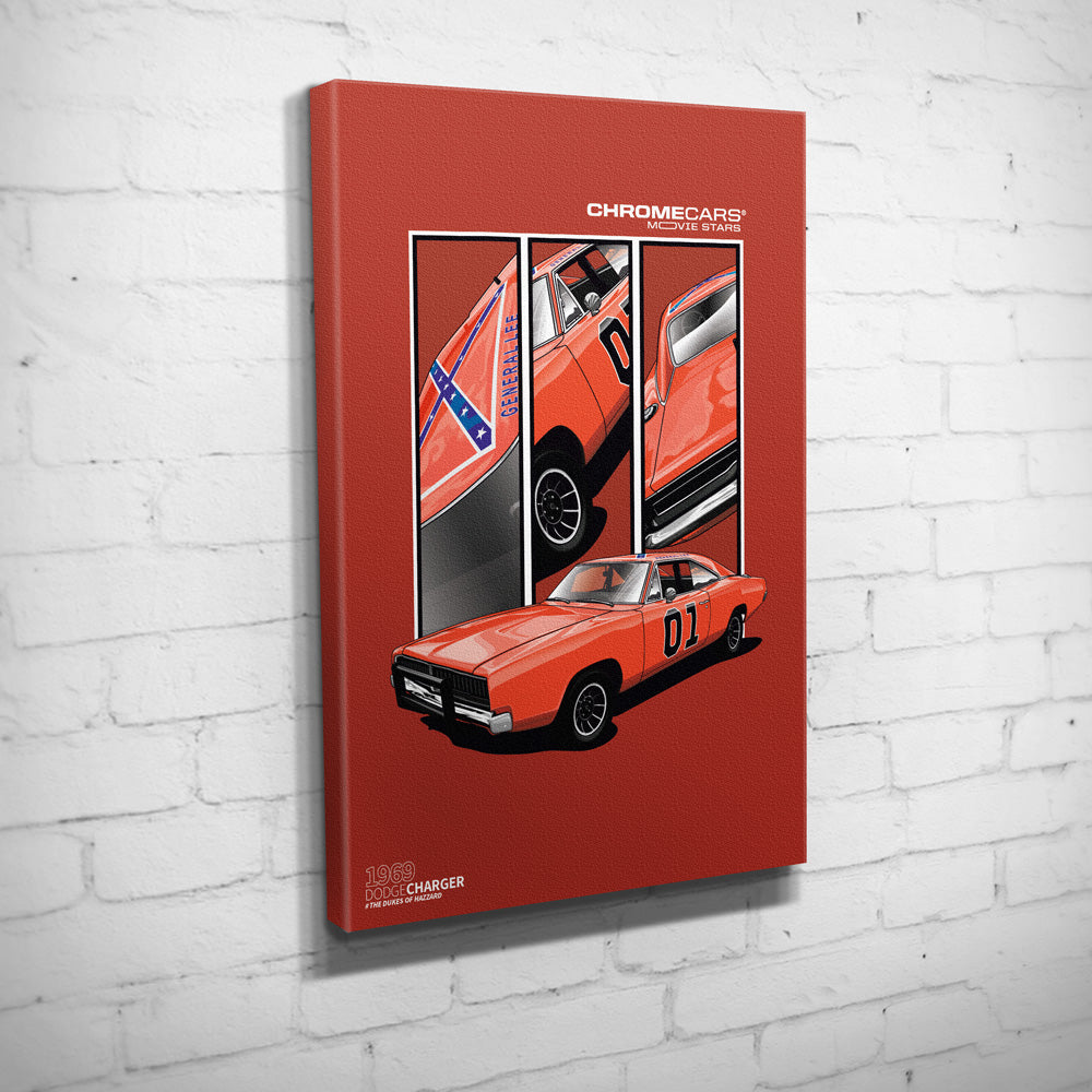 General Lee – Detail Triptych auf Leinwand an weißer Ziegelwand