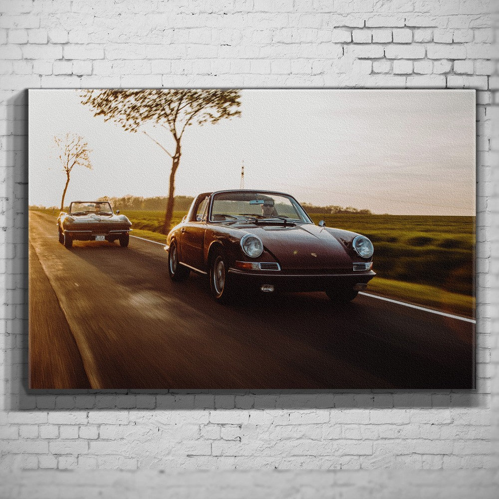 Porsche 911 Targa – Sunset Drive als Wandmotiv