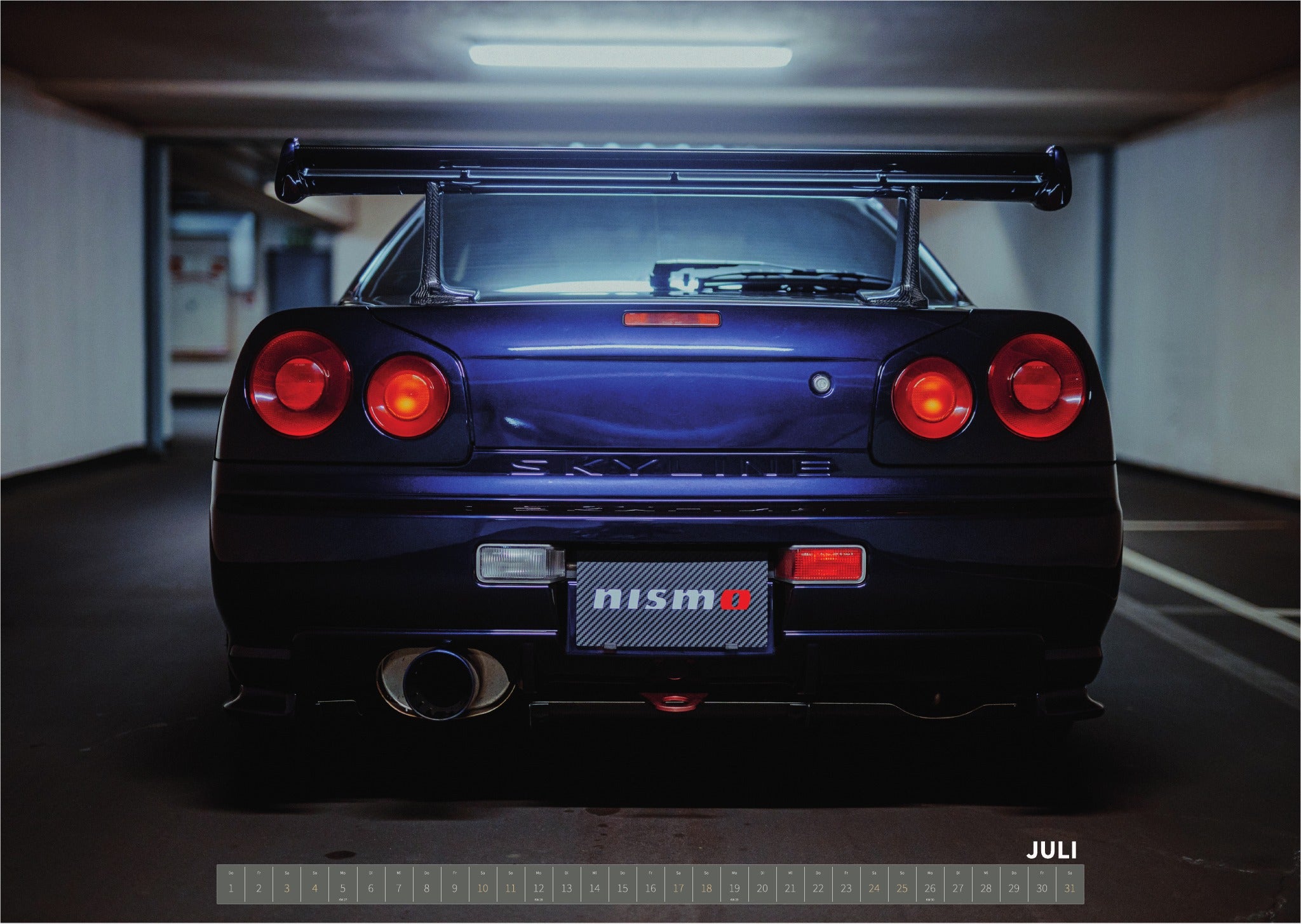 R34 GT-R CRS MPIII Kalender 2027 Landscape – Kalenderblatt juli