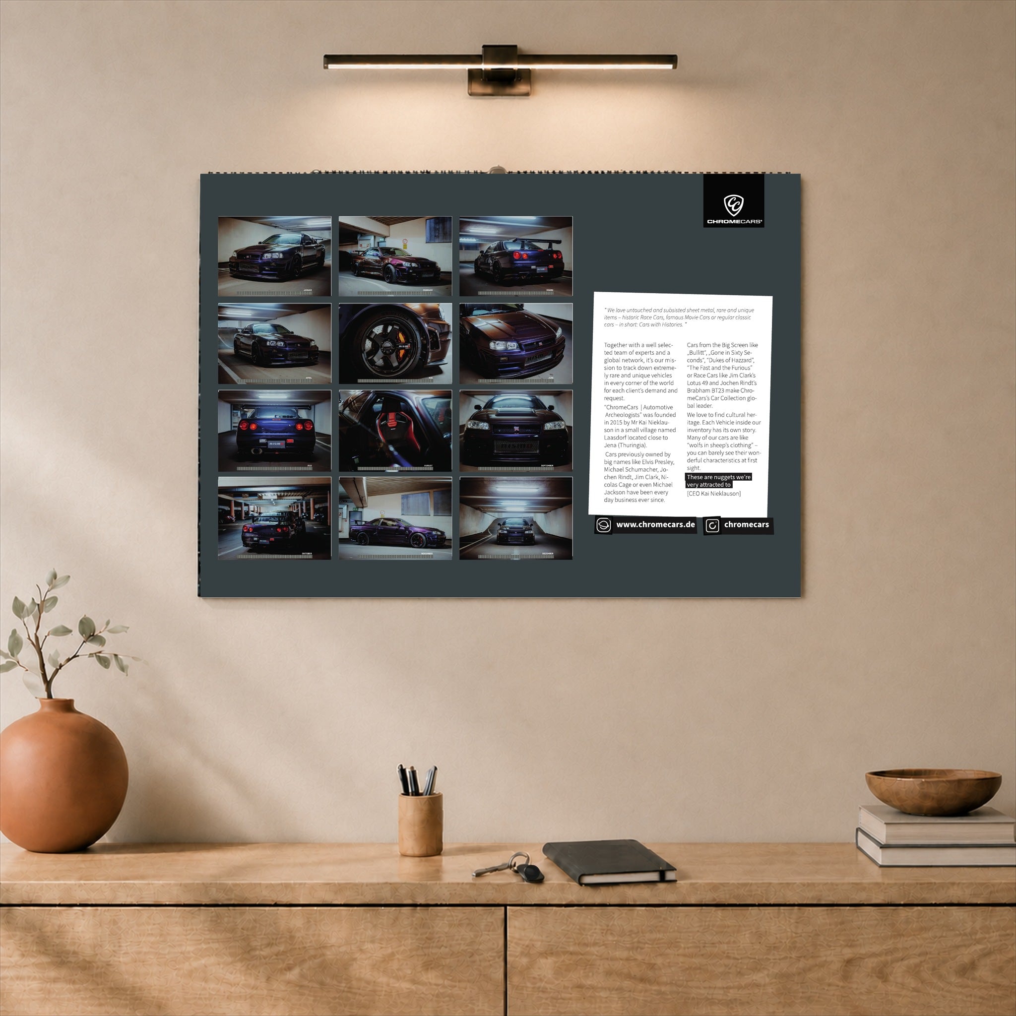 R34 GT-R CRS MPIII Kalender 2027 Landscape – Rückseitenübersicht als A2-Mockup