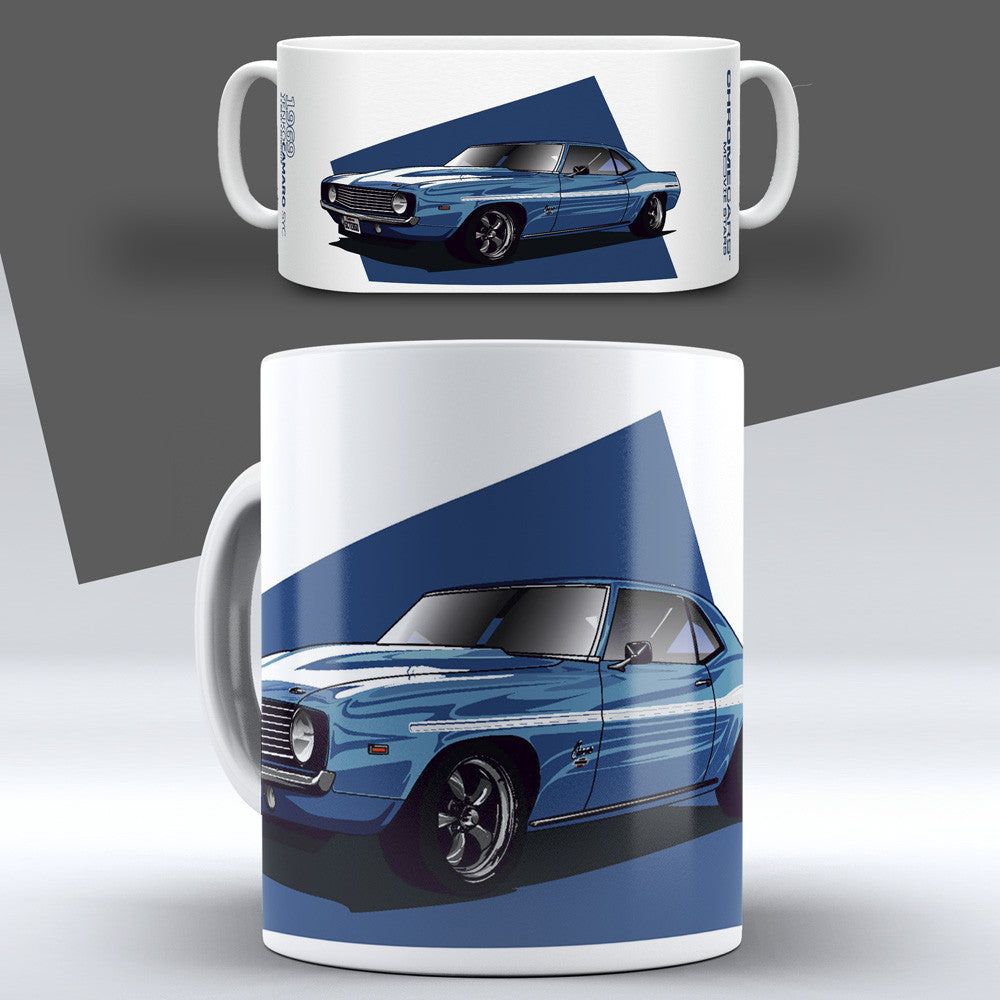 Yenko Camaro – Concept Sketch auf einer Tasse – Vorder- und Seitenansicht