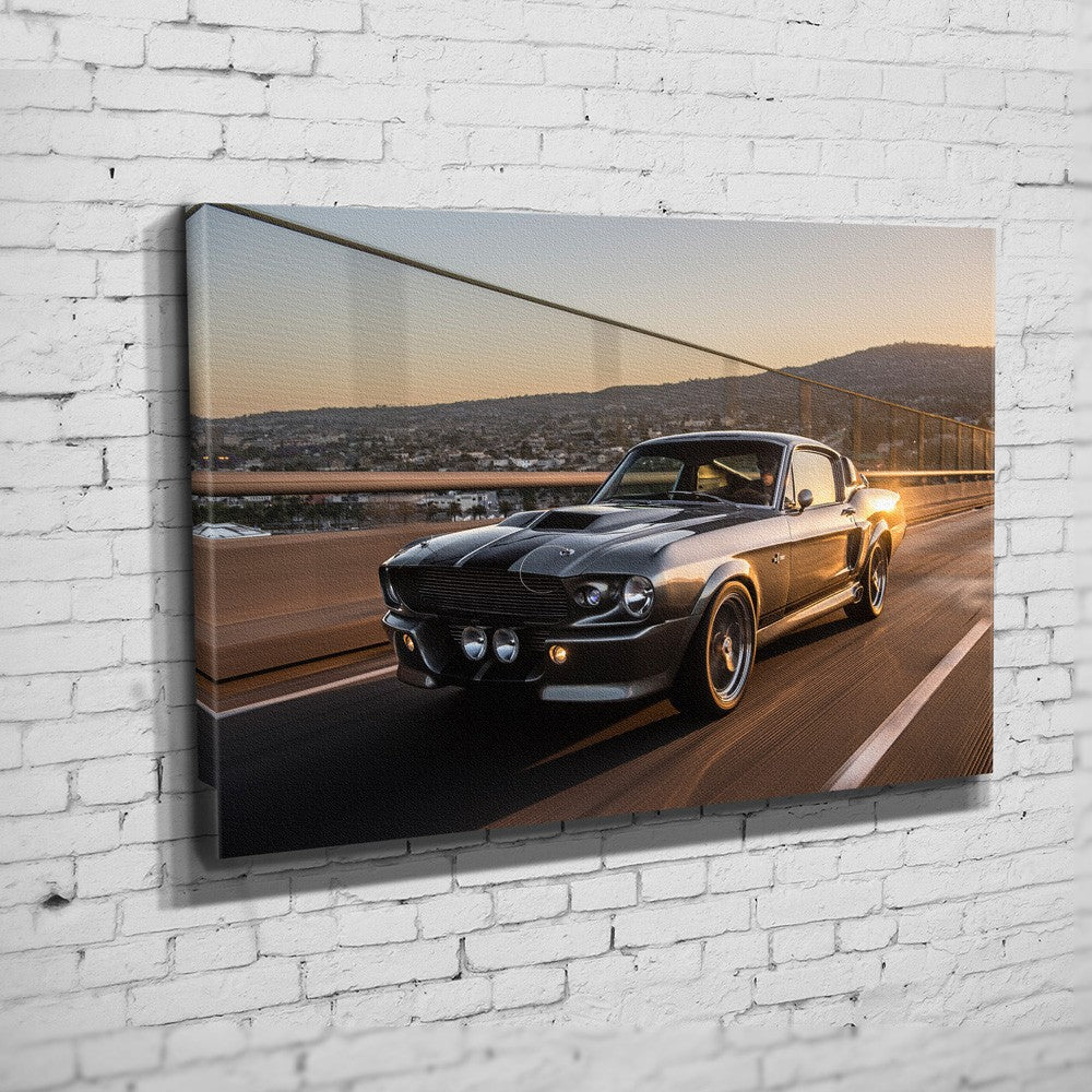 1967 FORD Mustang Eleanor "Gone in 60 Seconds" Wandbild - "Vincent Thomas Bridge" Frontansicht