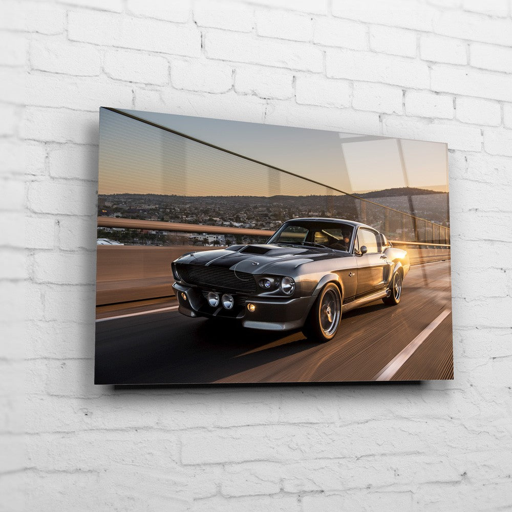 1967 FORD Mustang Eleanor "Gone in 60 Seconds" Wandbild - "Vincent Thomas Bridge" Frontansicht