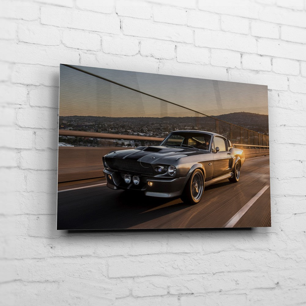 1967 FORD Mustang Eleanor "Gone in 60 Seconds" Wandbild - "Vincent Thomas Bridge" Frontansicht