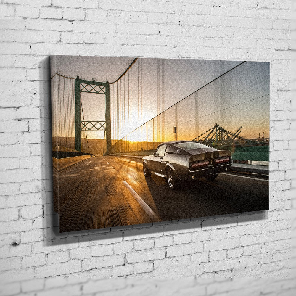 1967 FORD Mustang Eleanor "Gone in 60 Seconds" Wandbild - "Vincent Thomas Bridge" Heckansicht
