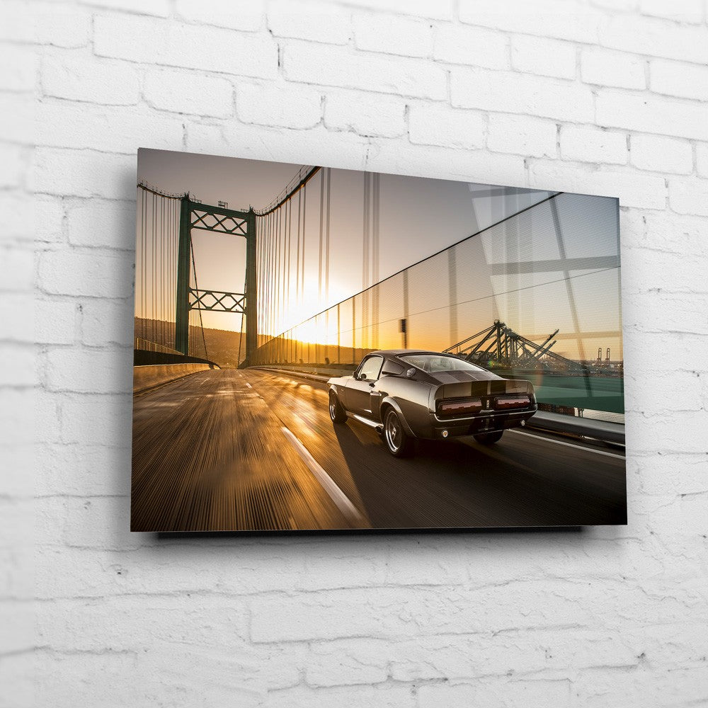 1967 FORD Mustang Eleanor "Gone in 60 Seconds" Wandbild - "Vincent Thomas Bridge" Heckansicht