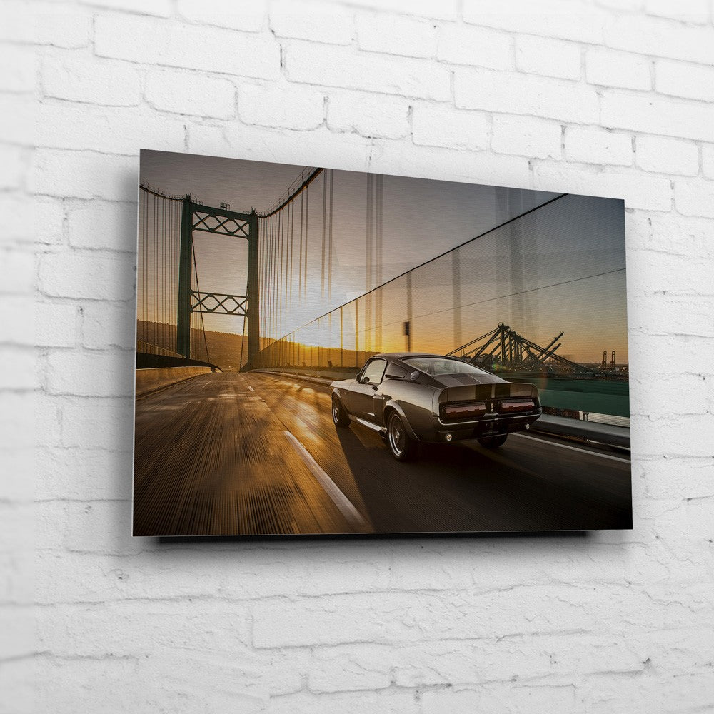 1967 FORD Mustang Eleanor "Gone in 60 Seconds" Wandbild - "Vincent Thomas Bridge" Heckansicht