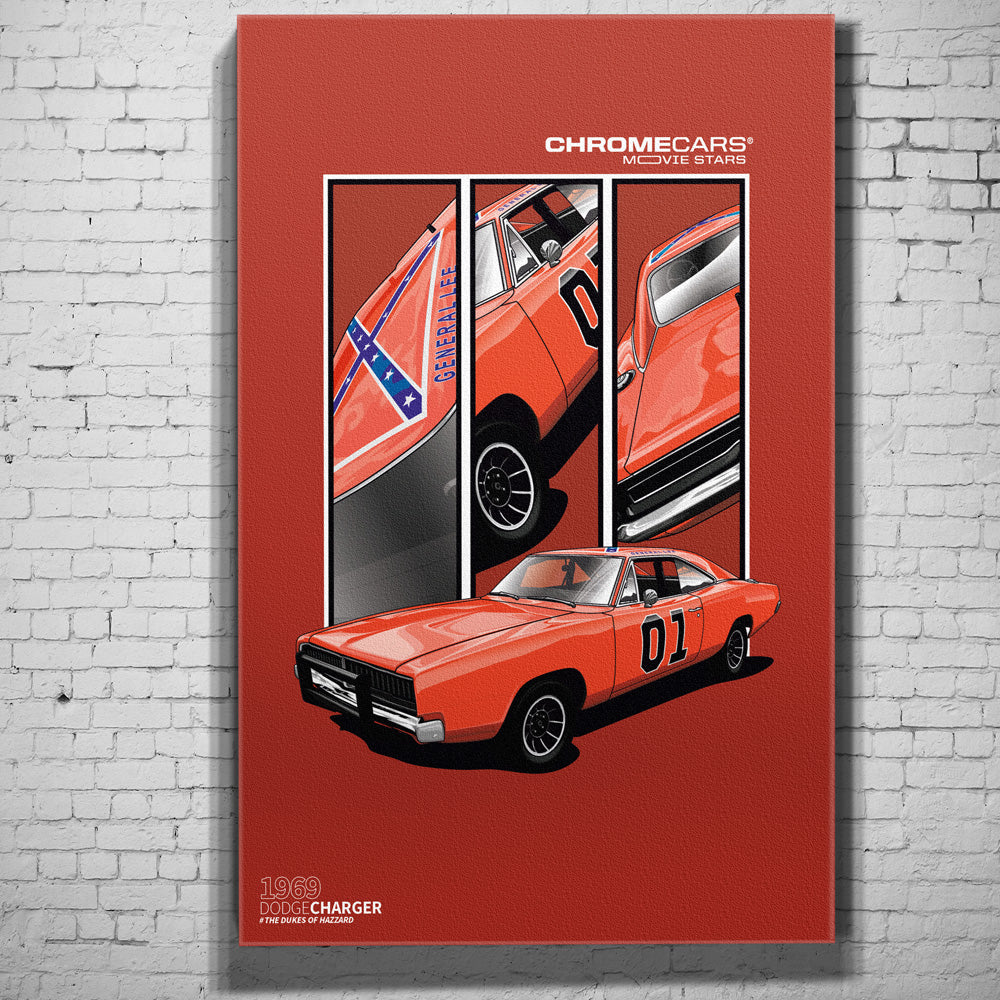 DODGE CHARGER  "General Lee" Wandbild by Chromecars