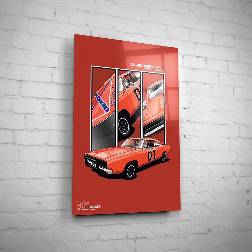 DODGE CHARGER  "General Lee" Wandbild by Chromecars
