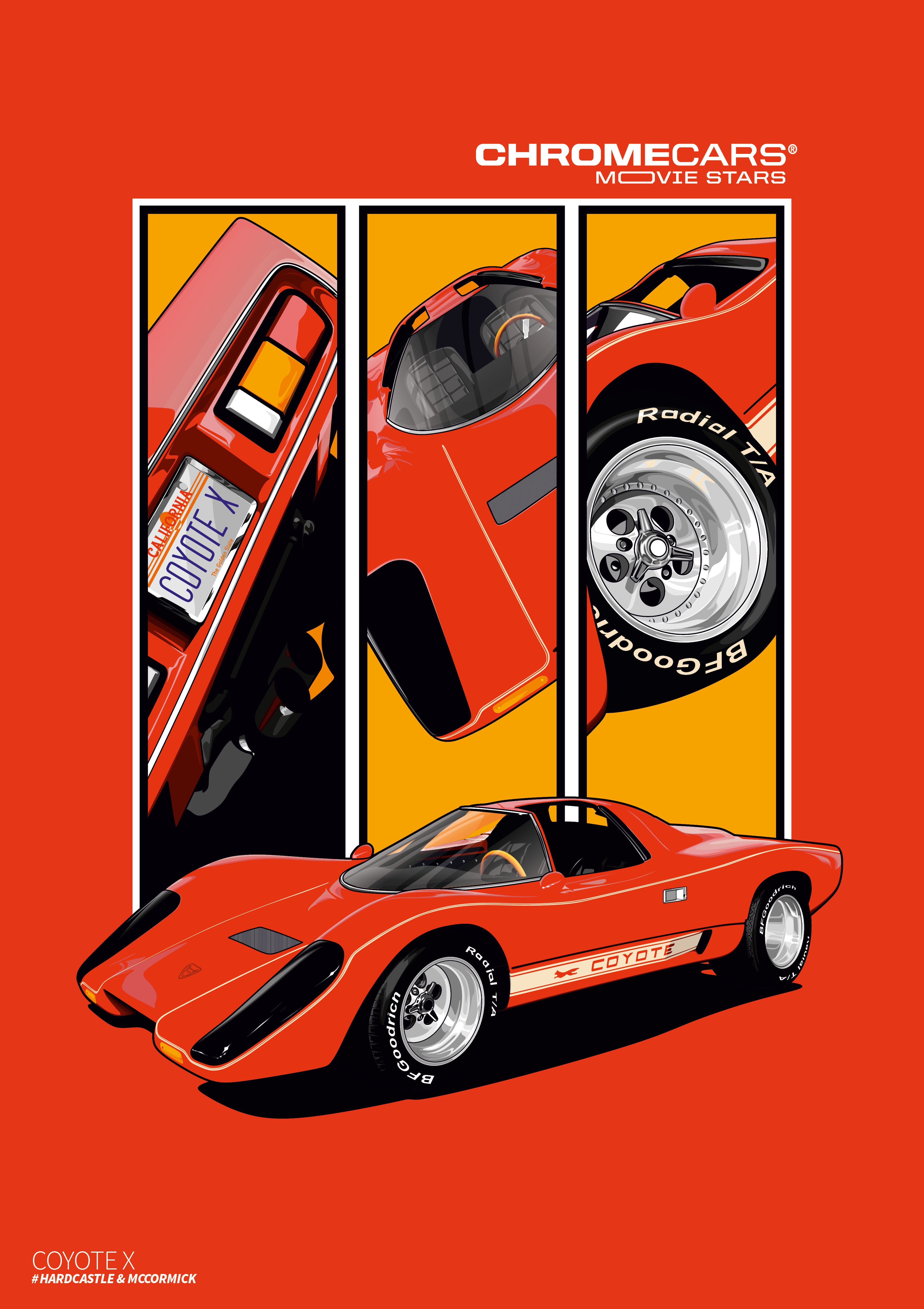 COYOTE X "Hardcastle & McCormick" Poster by ChromeCars® (DIN A1)