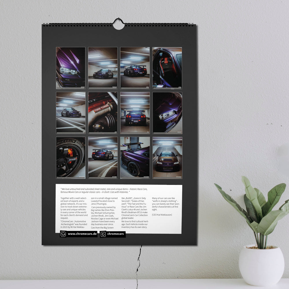 ChromeCars® Wandkalender - Nissan Skyline R34 GT-R V-spec CRS MNPIII - 2025 (DIN A2)