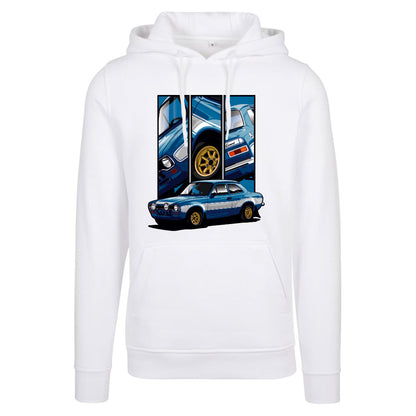 Brian’s Escort – Detail Triptych auf weißem Hoodie – Vorderansicht