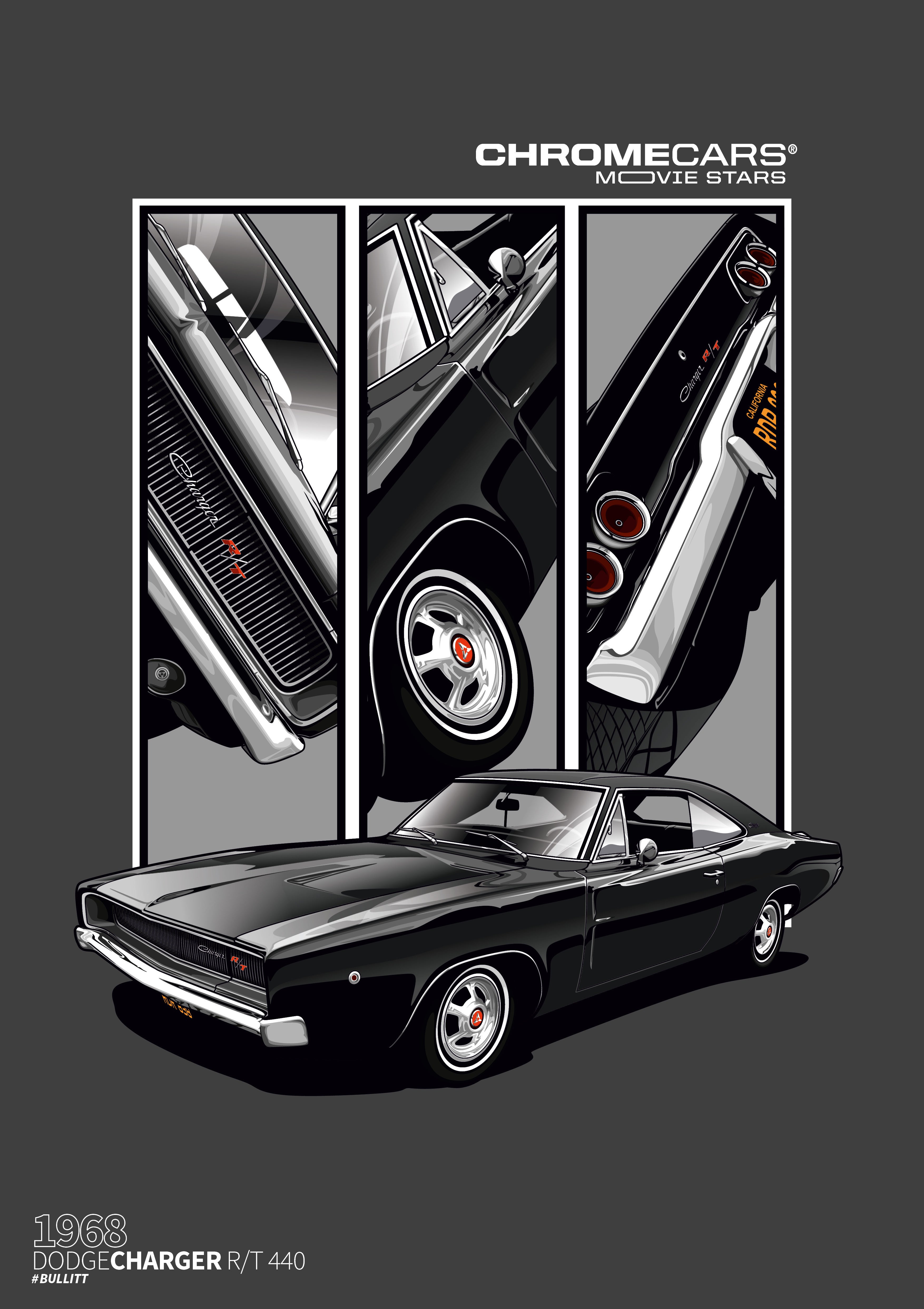 Bullitt Charger – Detail Triptych als Poster – vollständige Motivansicht
