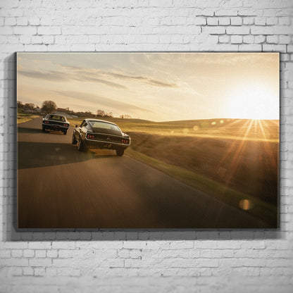 Bullitt Charger – Sunset Road Chase als Wandmotiv
