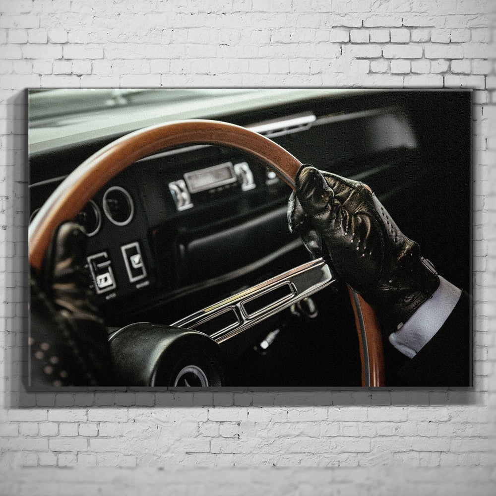 Bullitt Charger – Woodrim Cockpit als Wandmotiv