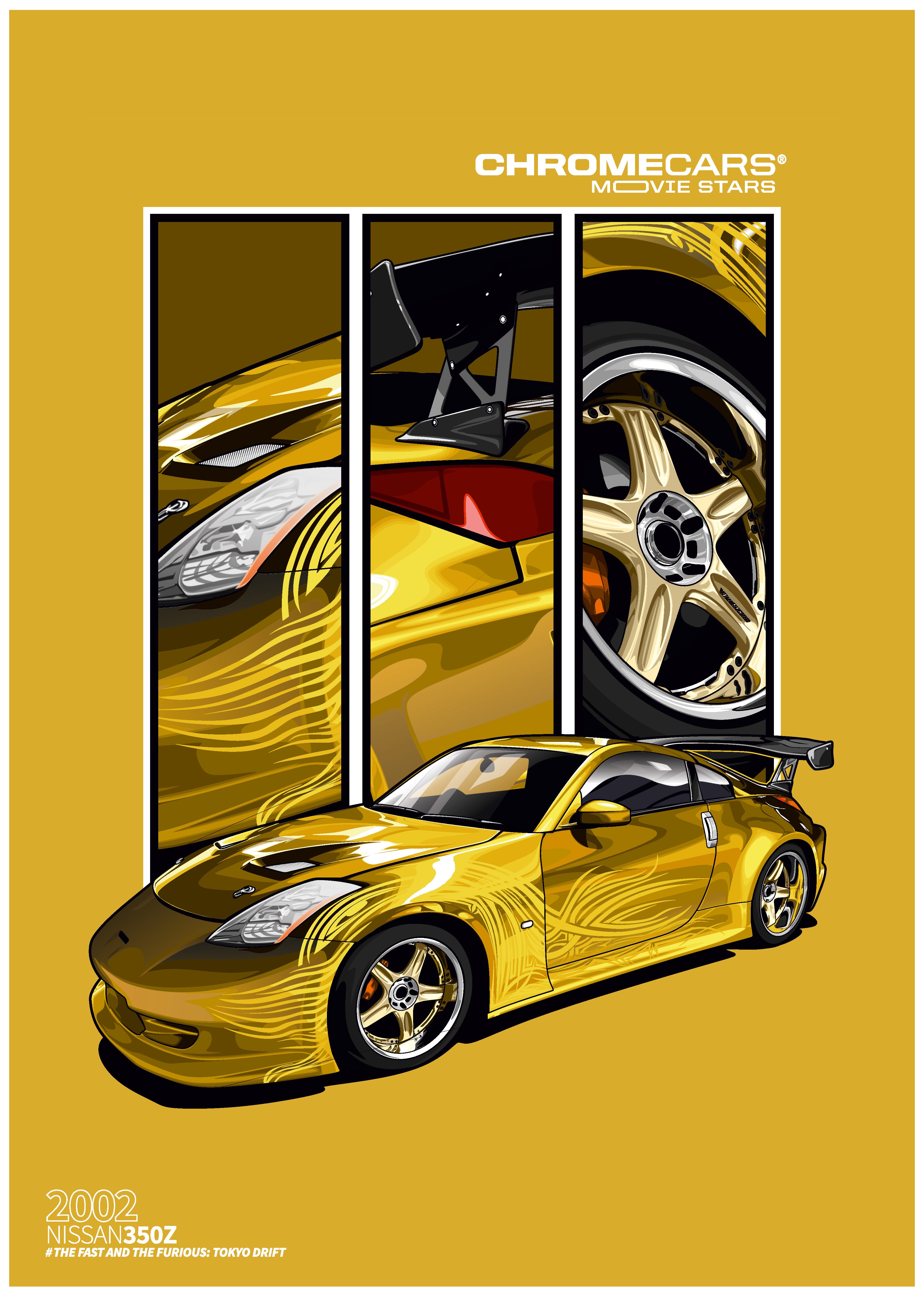 Morimoto’s 350Z – Detail Triptych als Poster – vollständige Motivansicht