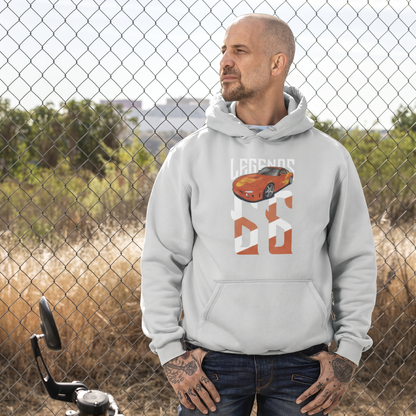 Orange Julius RX-7 – Legends 66 auf hellgrau Hoodie – Herrenmodell