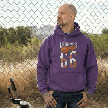 Orange Julius RX-7 – Legends 66 auf violett Hoodie – Herrenmodell