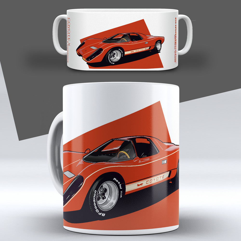 Coyote X – Concept Sketch auf einer Tasse – Vorder- und Seitenansicht