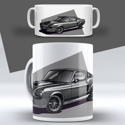 Eleanor – Black Profile auf einer Tasse – Vorder- und Seitenansicht