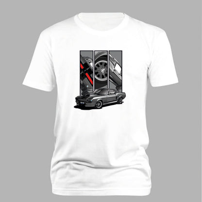 Eleanor – Detail Triptych auf weißem T-Shirt – Vorderansicht