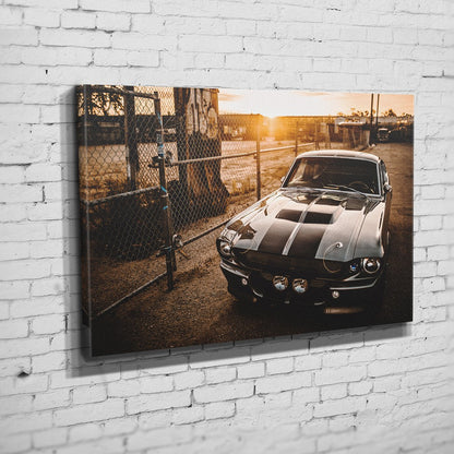 Eleanor – Junkyard Sunset auf Leinwand an weißer Ziegelwand