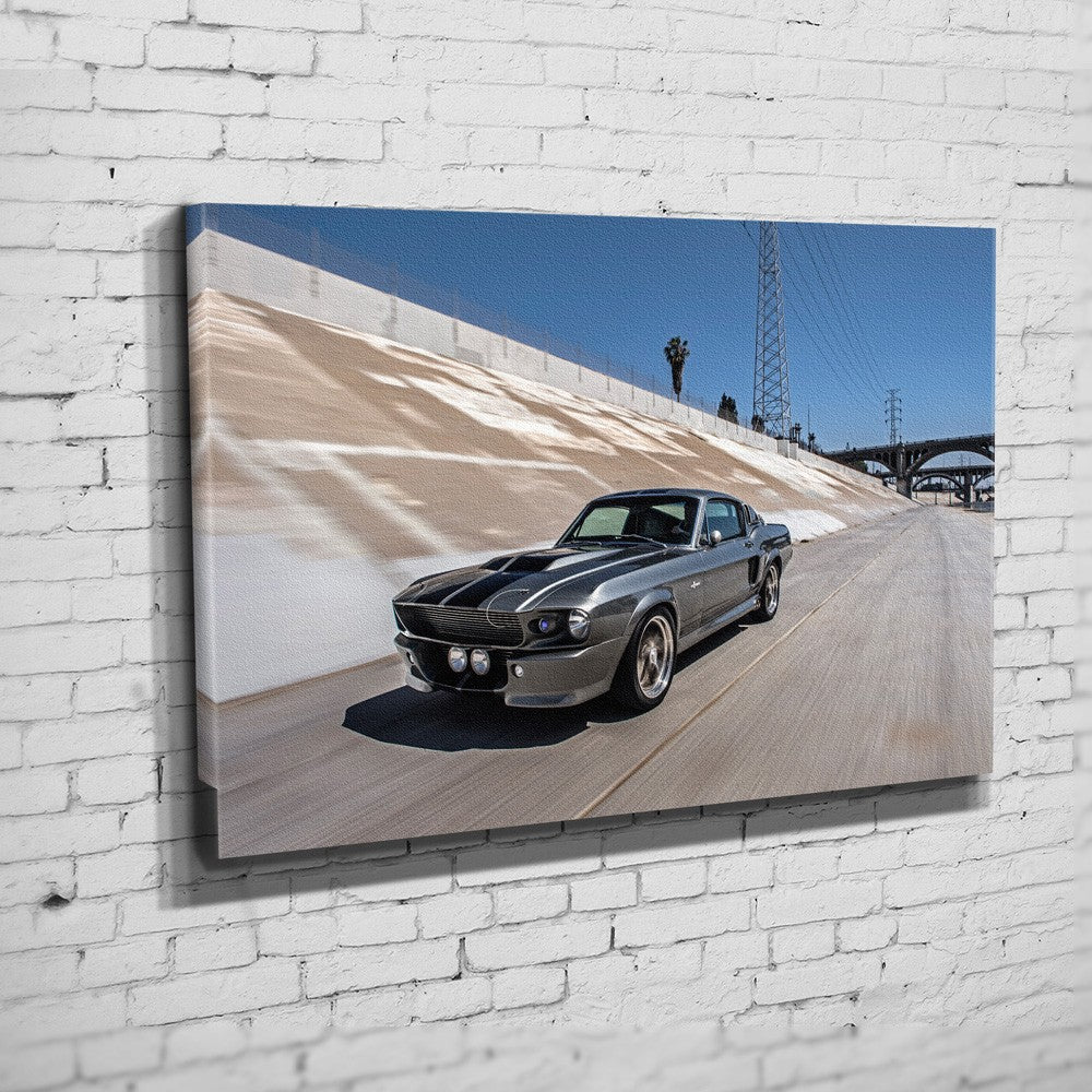 Eleanor – LA River Drive auf Leinwand an weißer Ziegelwand