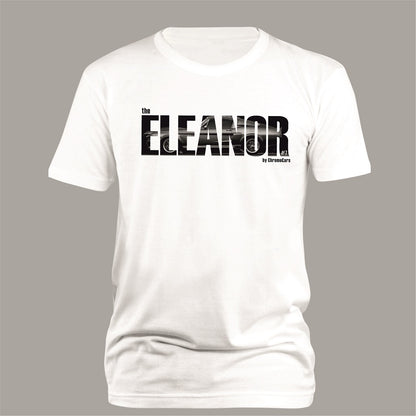Eleanor – Logo Outline auf weißem T-Shirt – Vorderansicht