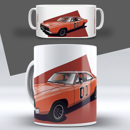 General Lee – Concept Sketch auf einer Tasse – Vorder- und Seitenansicht
