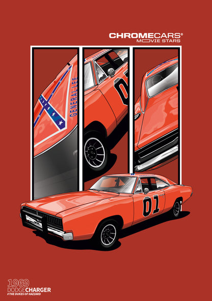 General Lee – Detail Triptych als Poster – vollständige Motivansicht