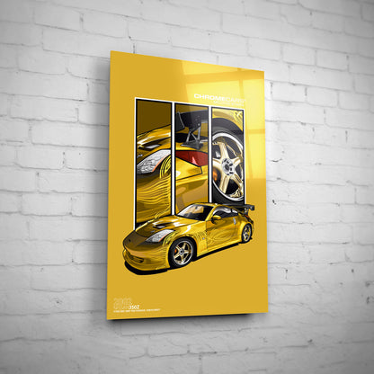 Morimoto’s 350Z – Detail Triptych auf Acrylglas an weißer Ziegelwand