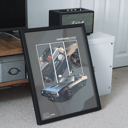 Plymouth Hemi Cuda – Detail Triptych als Poster