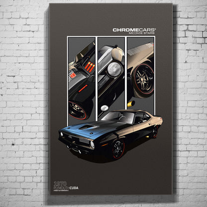 Plymouth Hemi Cuda – Detail Triptych als Wandmotiv