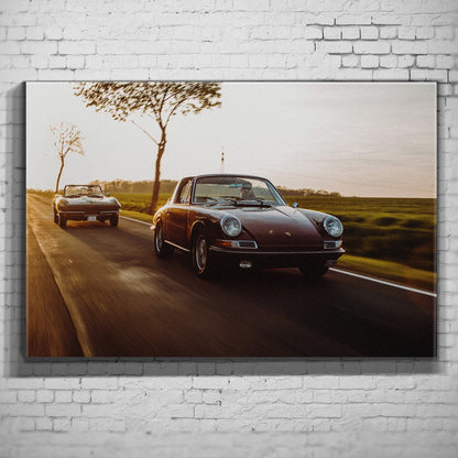 Porsche 911 Targa – Sunset Drive als Wandmotiv