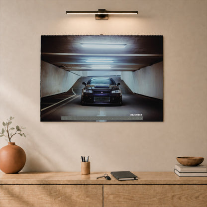 R34 GT-R CRS MPIII Kalender 2027 Landscape – Kalenderblatt dezember als A2-Mockup