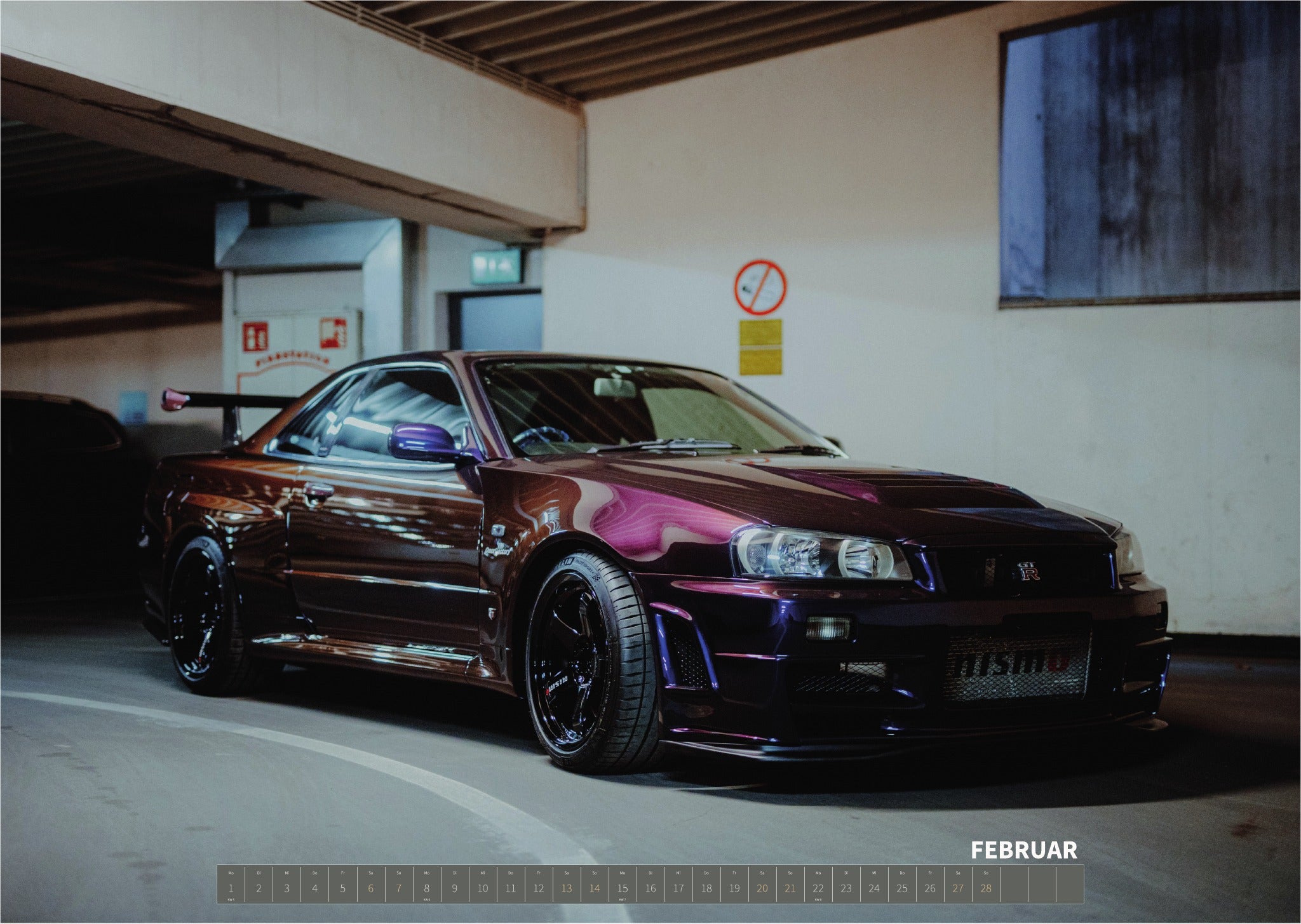 R34 GT-R CRS MPIII Kalender 2027 Landscape – Kalenderblatt februar