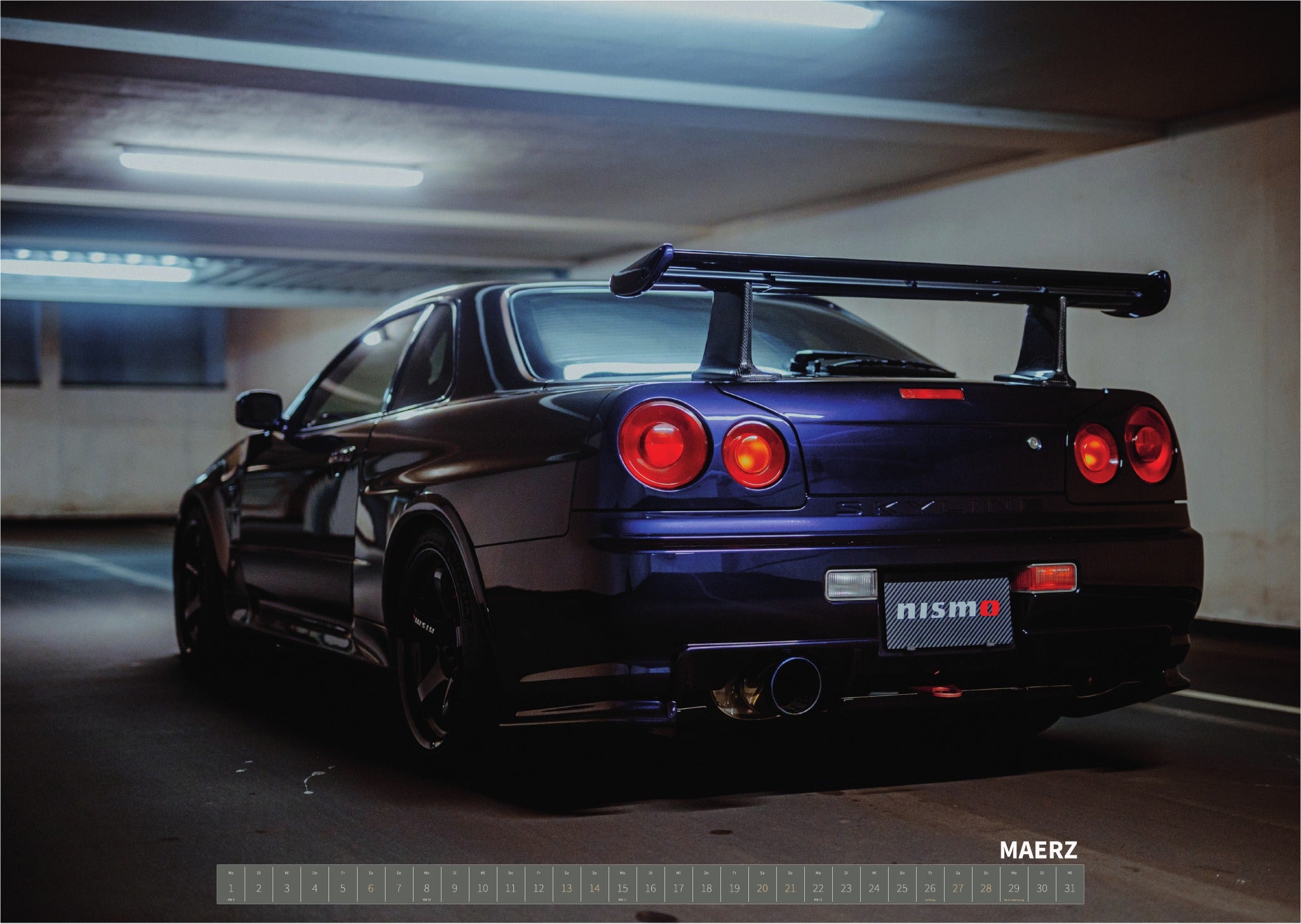 R34 GT-R CRS MPIII Kalender 2027 Landscape – Kalenderblatt maerz