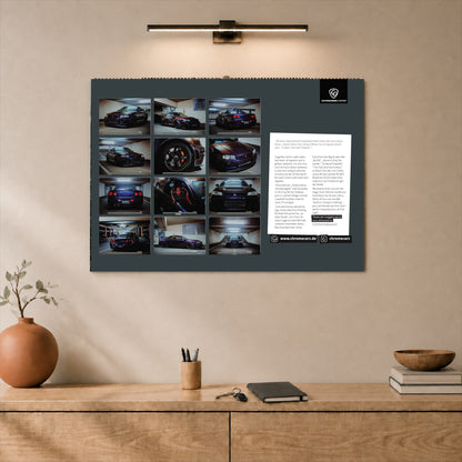 R34 GT-R CRS MPIII Kalender 2027 Landscape – Rückseitenübersicht als A2-Mockup
