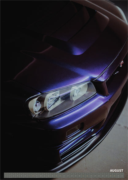 R34 GT-R CRS MPIII Kalender 2027 Portrait – Kalenderblatt august