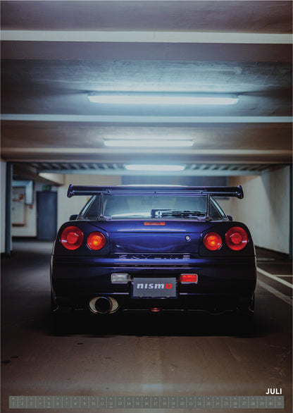 R34 GT-R CRS MPIII Kalender 2027 Portrait – Kalenderblatt juli